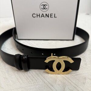 Chanel Black Leather Belt